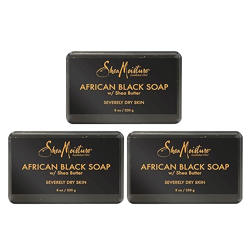 Sheamoisture African Black Soap With Shea Butter - 8 Oz, Pack Of 3, Nourishing Cleanser