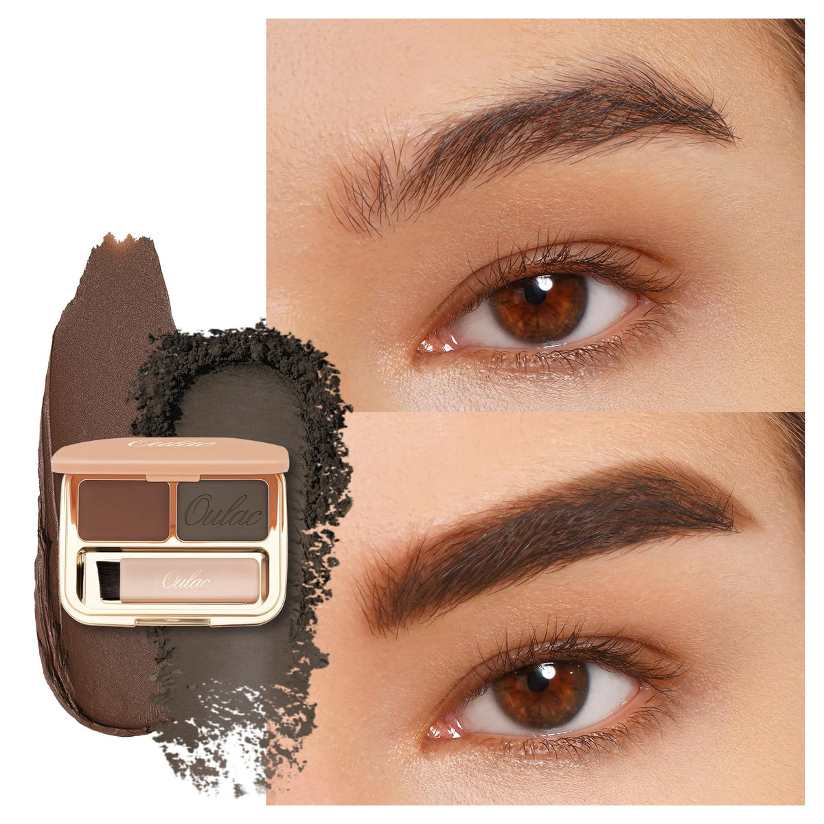 Oulac Waterproof Eyebrow Powder Kit, 2-In-1 Pomade & Brush, Long Lasting, Brunette, 