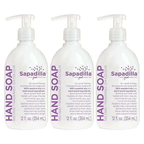 Sapadilla Liquid Hand Soap - Sweet Lavender + Lime, 12oz (Pack of 3), Plant-Based, Biodegradable