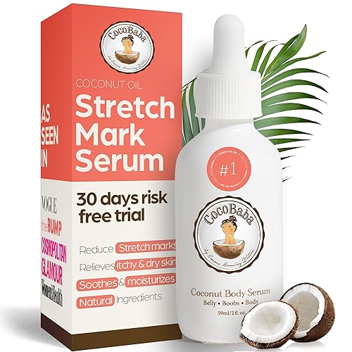 Cocobaba Coconut Stretch Mark Serum - Natural Remover & Prevention, Paraben-Free, 2 Fl Oz