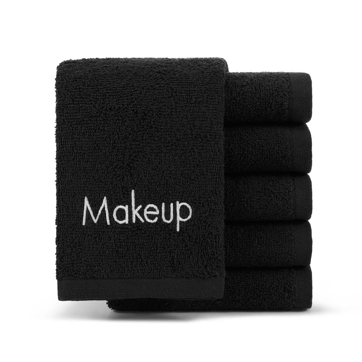 Arkwright Makeup Towels - 6 Soft Cotton Washcloths For Makeup Removal - Black, 13X13 In