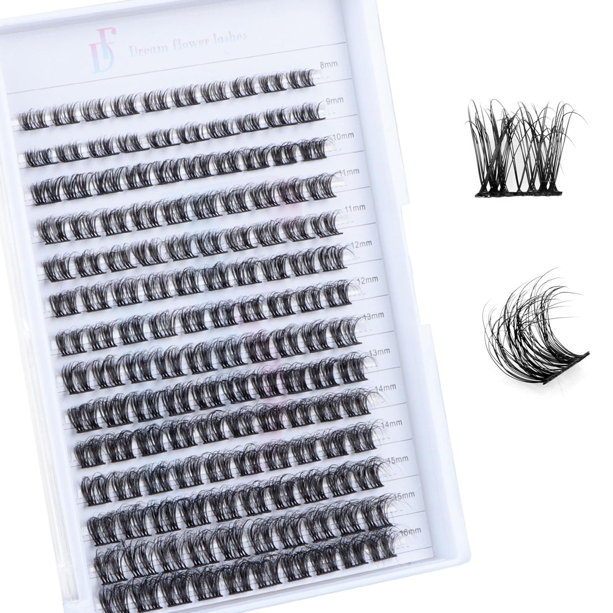 Df Touchjoy Fluffy Lash Clusters 8-16Mm D Curl Diy Waterproof Soft Black Eyelash Extensions