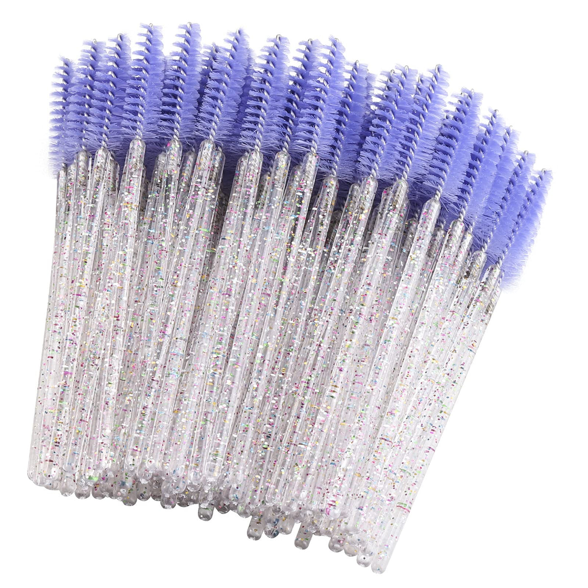 BTYMS 200 Pcs Disposable Mascara Wands with Crystal Handle for Eyelash Extensions, Purple