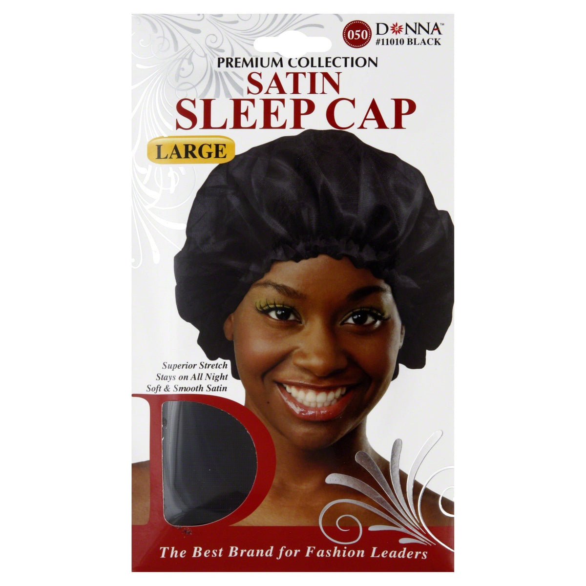 Donna Collection Satin Sleep Cap, Black