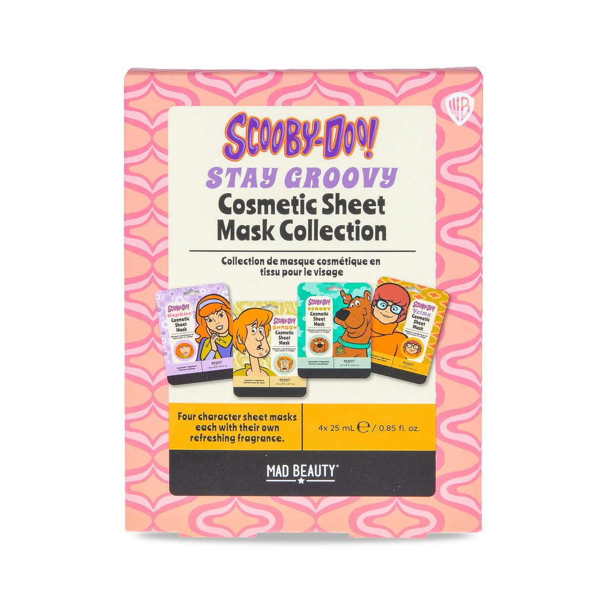 Mad Beauty Scooby-Doo Face Masks Set (4 Pack) - Hydrating Lavender, Coconut, Cucumber, Watermelon