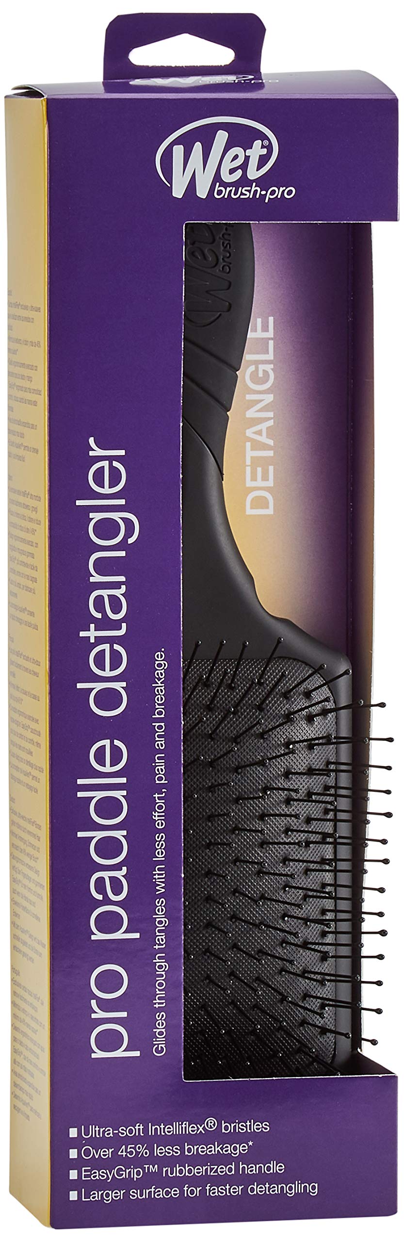 Wet Brush Paddle Detangler Hair Brush Black with Soft Bristles  Perfect Hair Brush for Men  Women and Kids  Detangler for All Ha