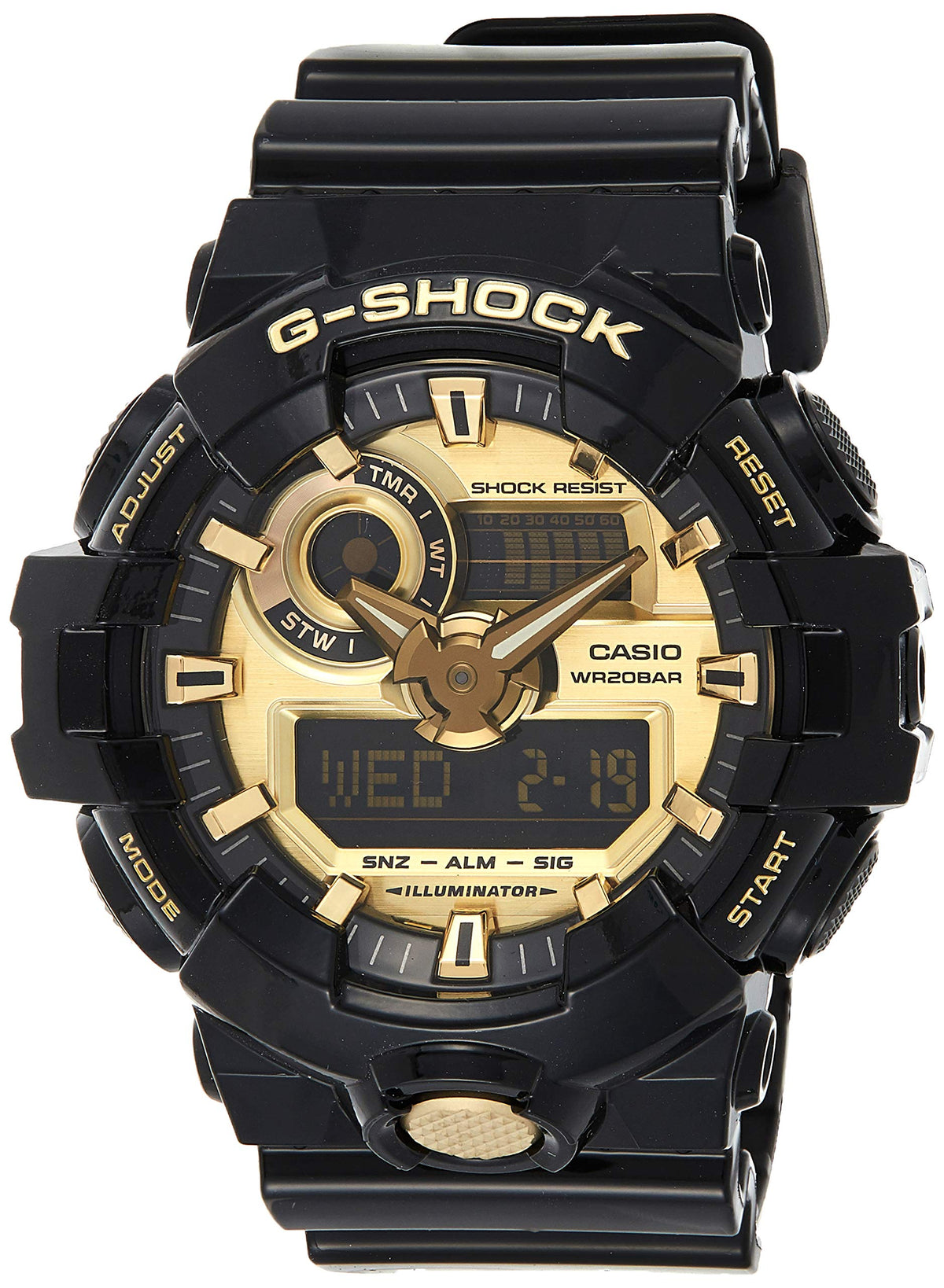 Casio G-Shock Men'S Quartz Resin Casual Watch, Black Gold, Model Ga-710Gb-1Acr