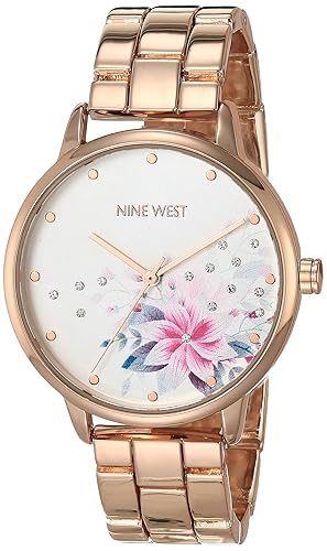 Nine West Rose Gold Crystal Accented Women'S Bracelet Watch