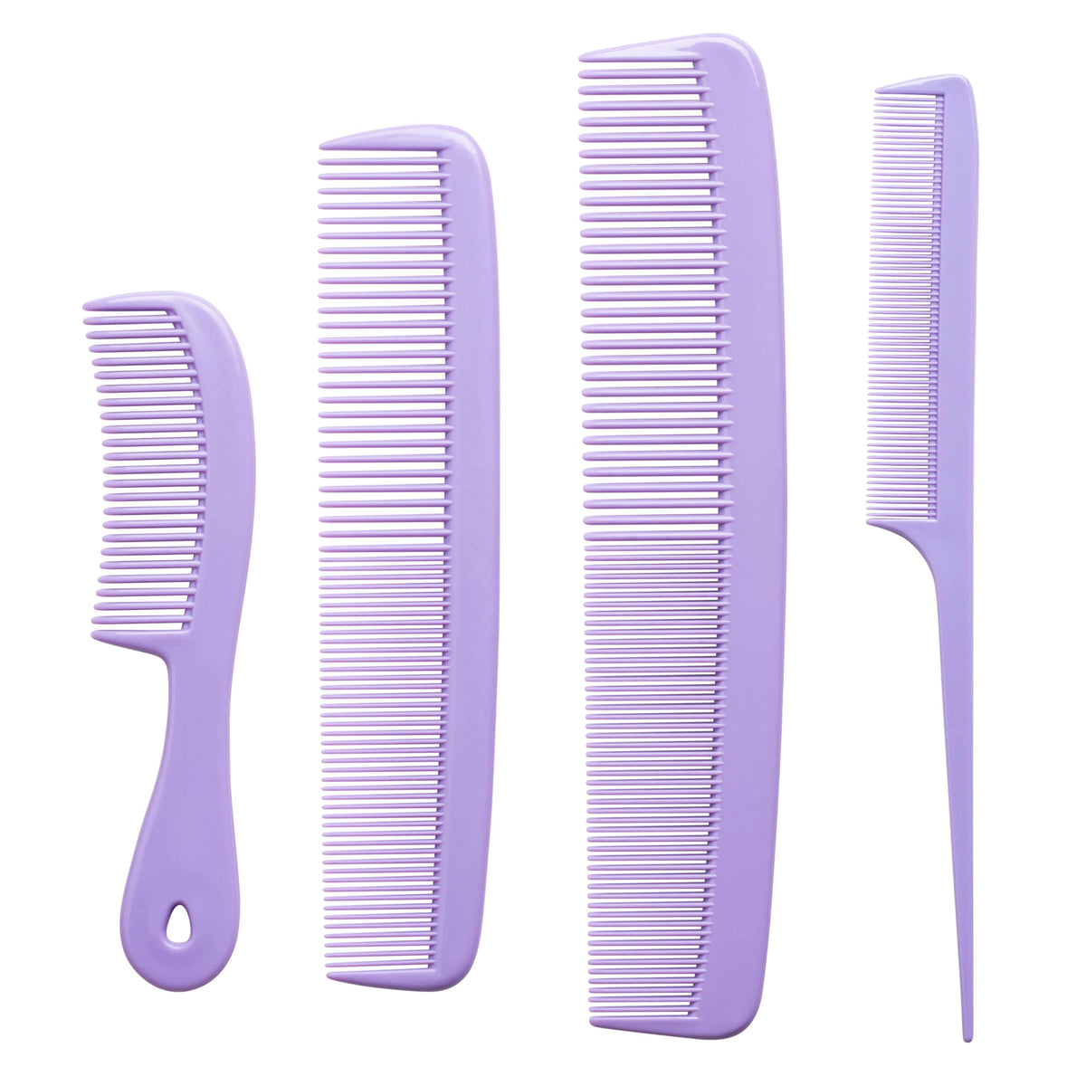 Mars Wellness Lavender 4 Piece Comb Set - Premium Hair Styling & Teasing Combs for Men & Women