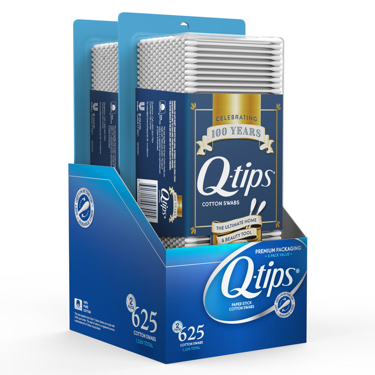 Q-Tips Cotton Swabs 625 Count 2-Pack – Soft Tips For Makeup, Beauty & Personal Care Essentials