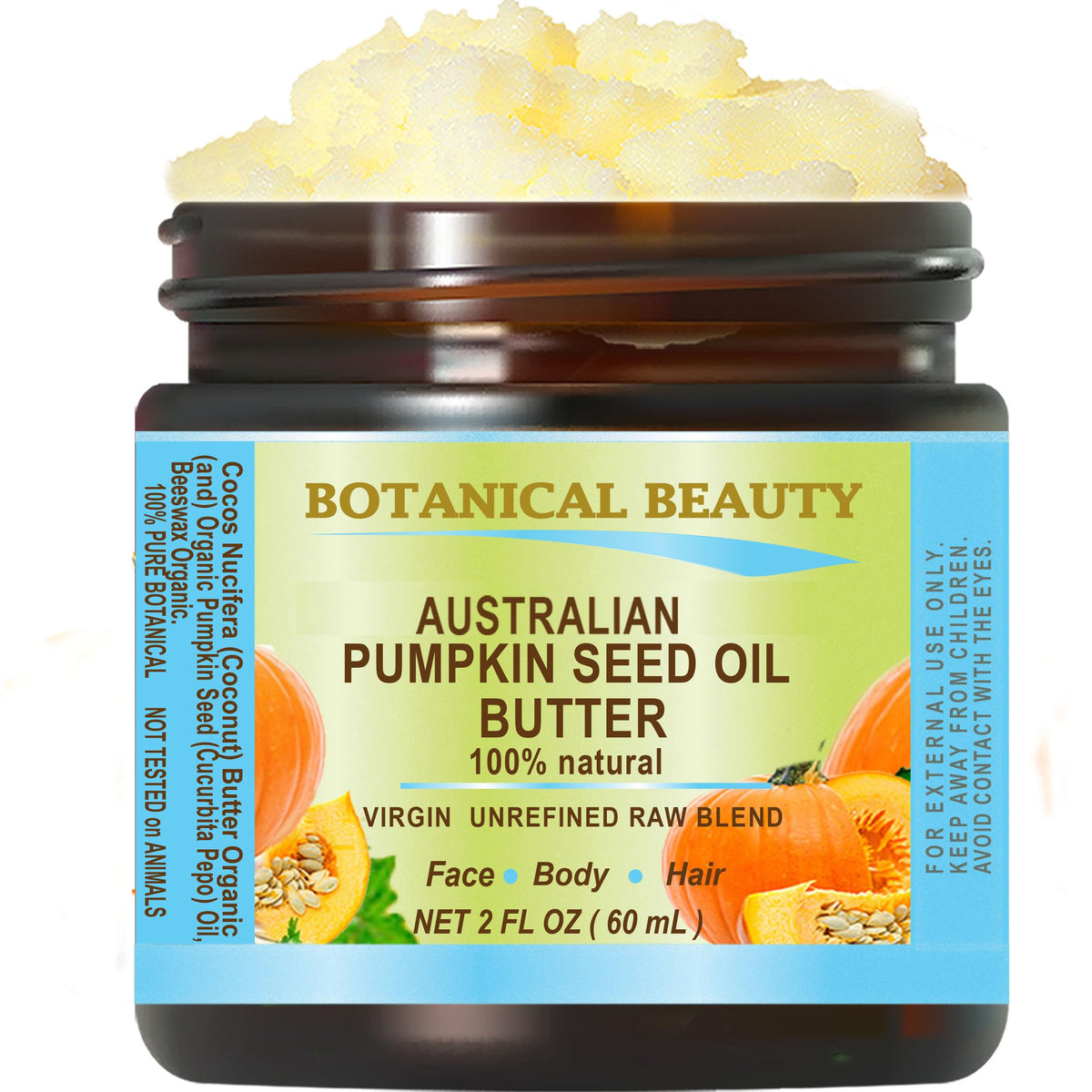 Botanical Beauty Pumpkin Seed Oil Butter - Virgin Unrefined For Face, Skin, Hair & Nails, 2 Fl Oz