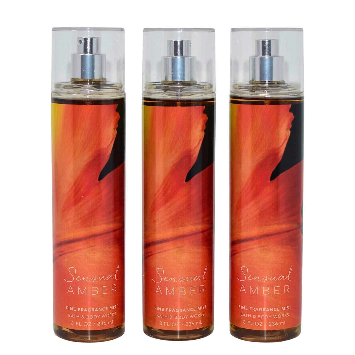 Bath & Body Works 3-Pack Fragrance Mist - Sensual Amber, 8Oz Each, Long-Lasting Scent