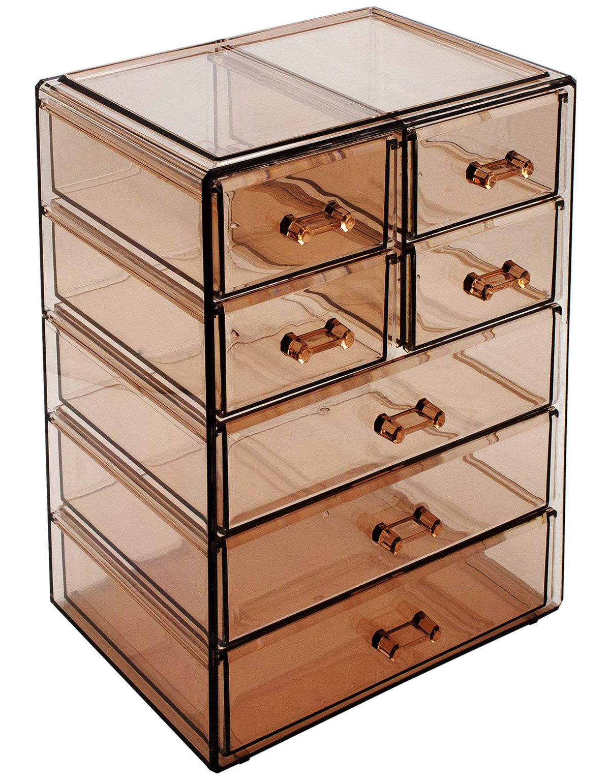 Sorbus Acrylic Clear Makeup Organizer - 4 Large & 2 Small Drawers, Bronze Glow Cosmetic Storage