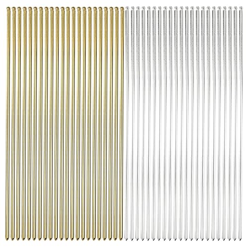 Lawie 40 Pack Gold Silver Metal Hair Sticks - 6 Inch Straight Hairpins for Bun & Craft DIY