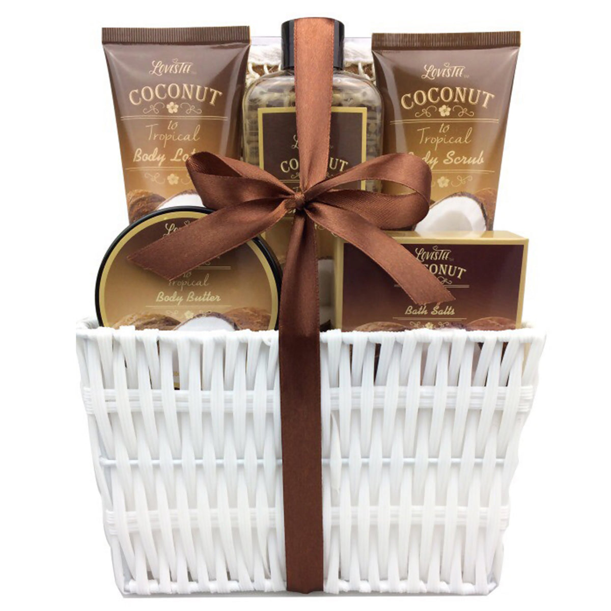 Lovestee Valentines Day Spa Gift Basket - 6 Piece Bath Set With Coconut Fragrance