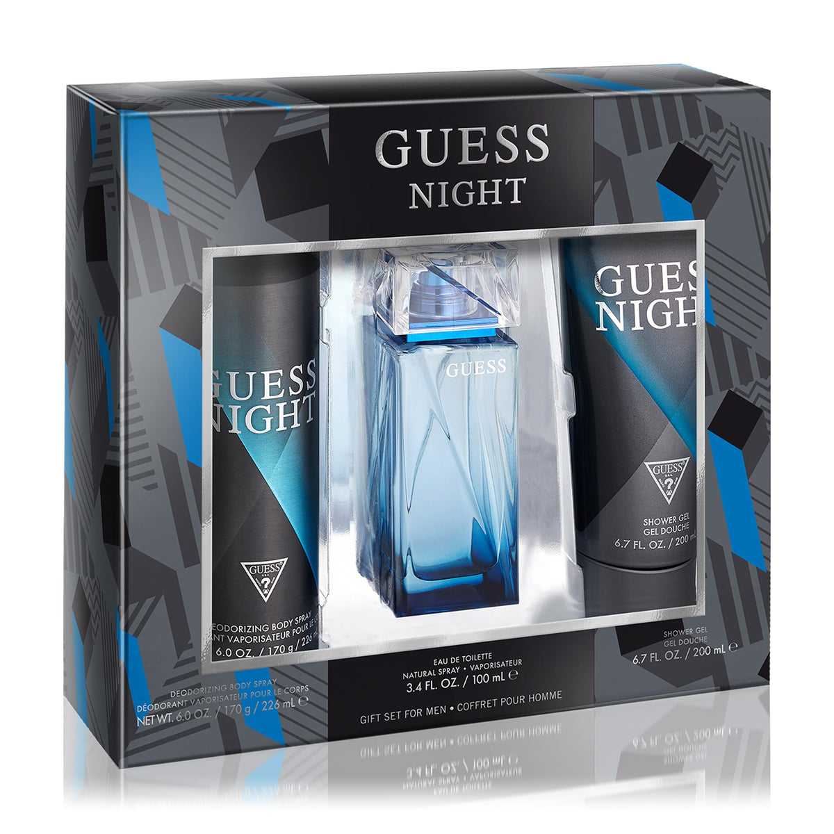 Guess Night Men 3-Piece Gift Set - Eau De Toilette, Deodorant Spray & Shower Gel