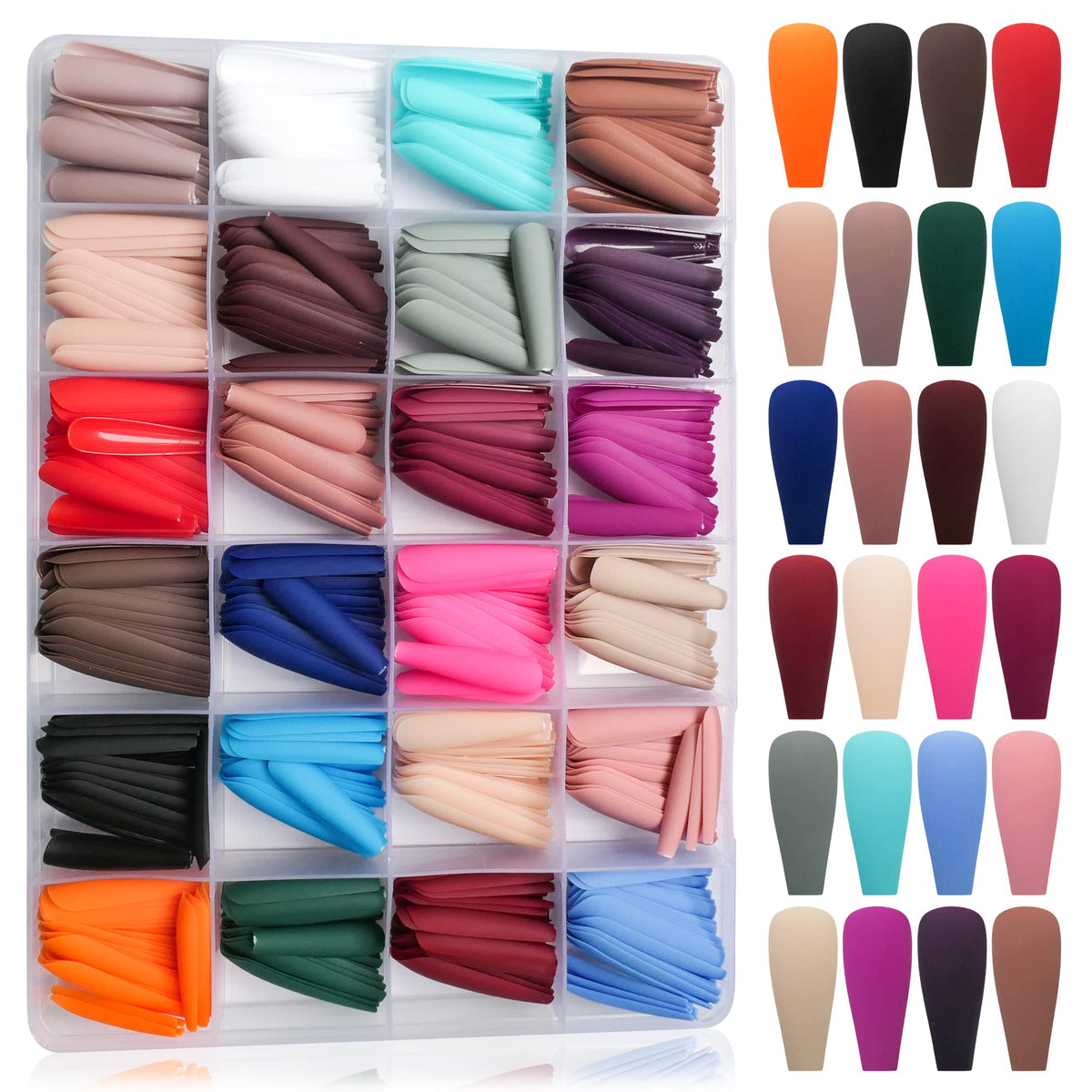 AddFavor 576pcs Matte Ballerina Press on Nails Set - Acrylic Full Cover Nail Tips for Women & Girls