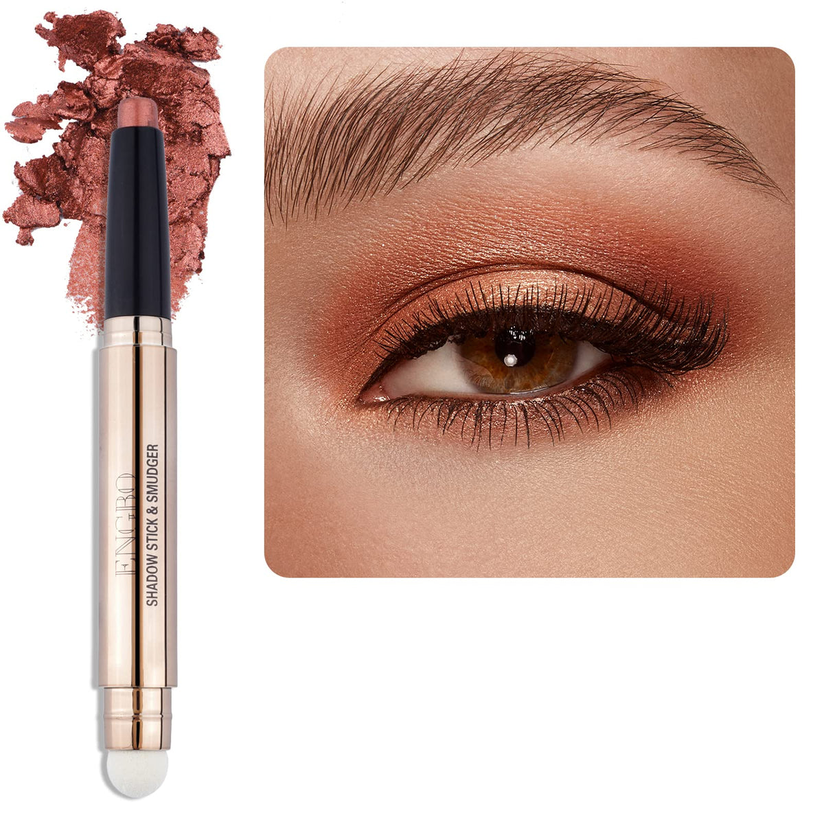 Enfuntins Shimmer Cream Eyeshadow Stick, Waterproof Eye Highlighter, 05 Orange Brown Shimmer