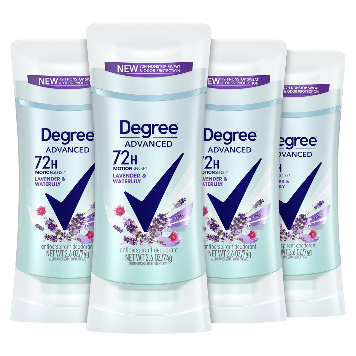 Degree Antiperspirant Deodorant, 72-Hour Odor Protection, Lavender & Waterlily, 2.6 Oz