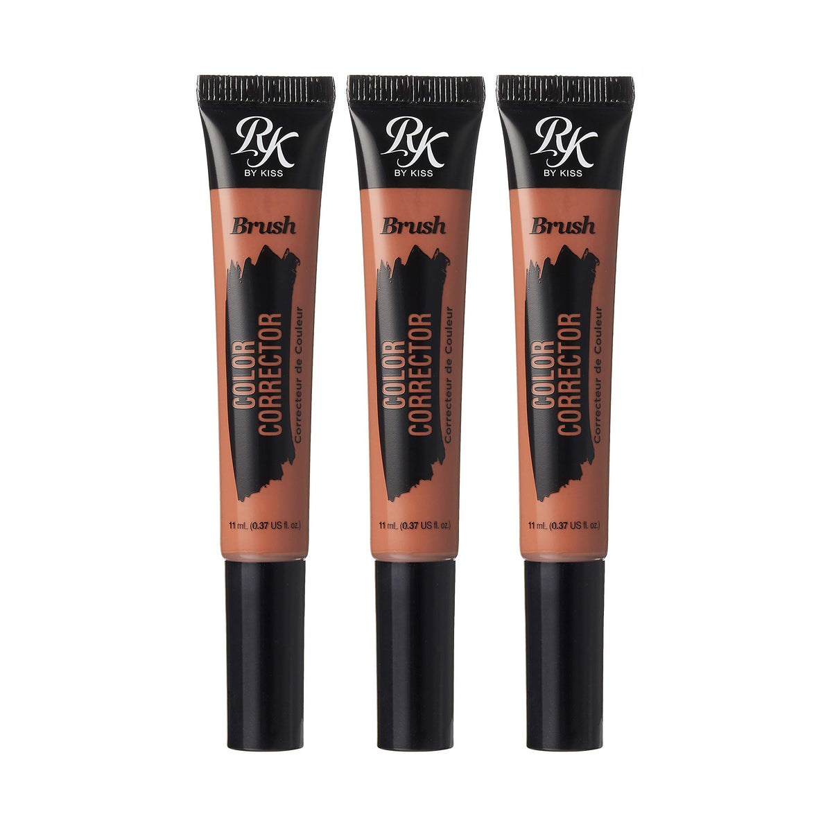 Ruby Kisses Hd Brush Concealer & Foundation, Full Coverage, Orange Corrector, 3 Pack