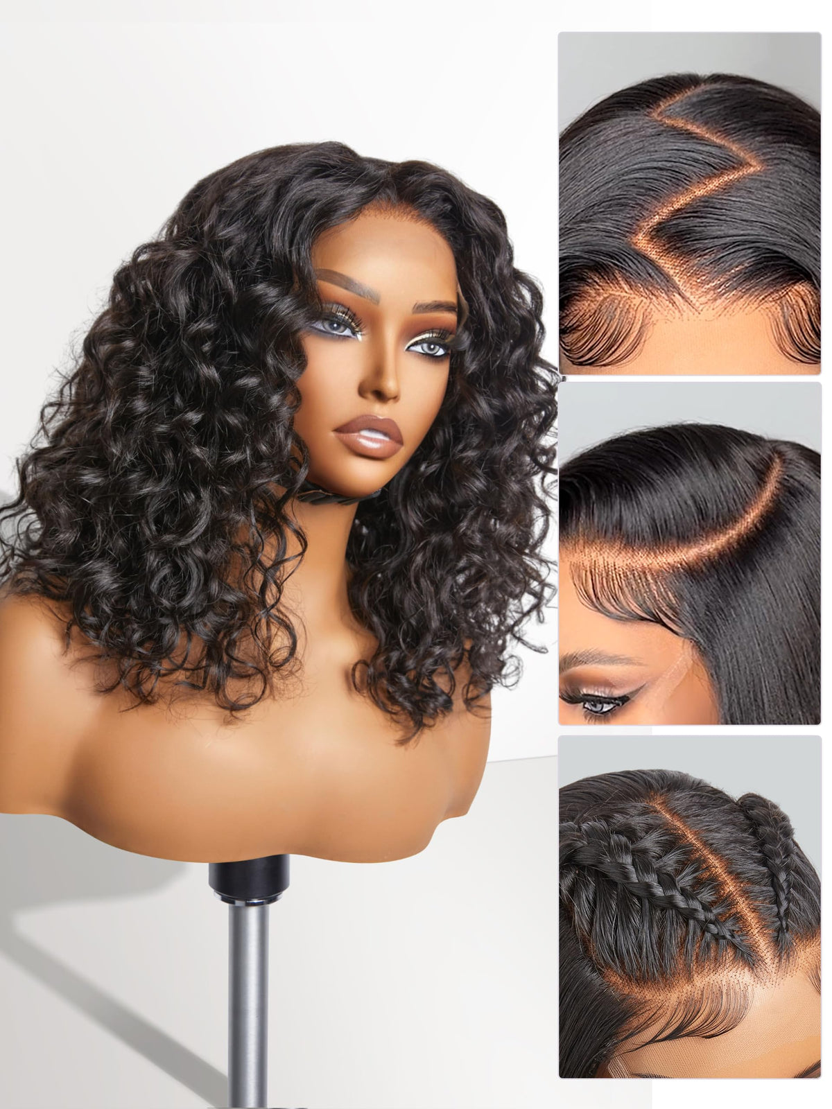 Luvme Hair 12&quot; Water Wave Glueless Wig - 7X6 Hd Lace Middle Part Human Hair Short Wig