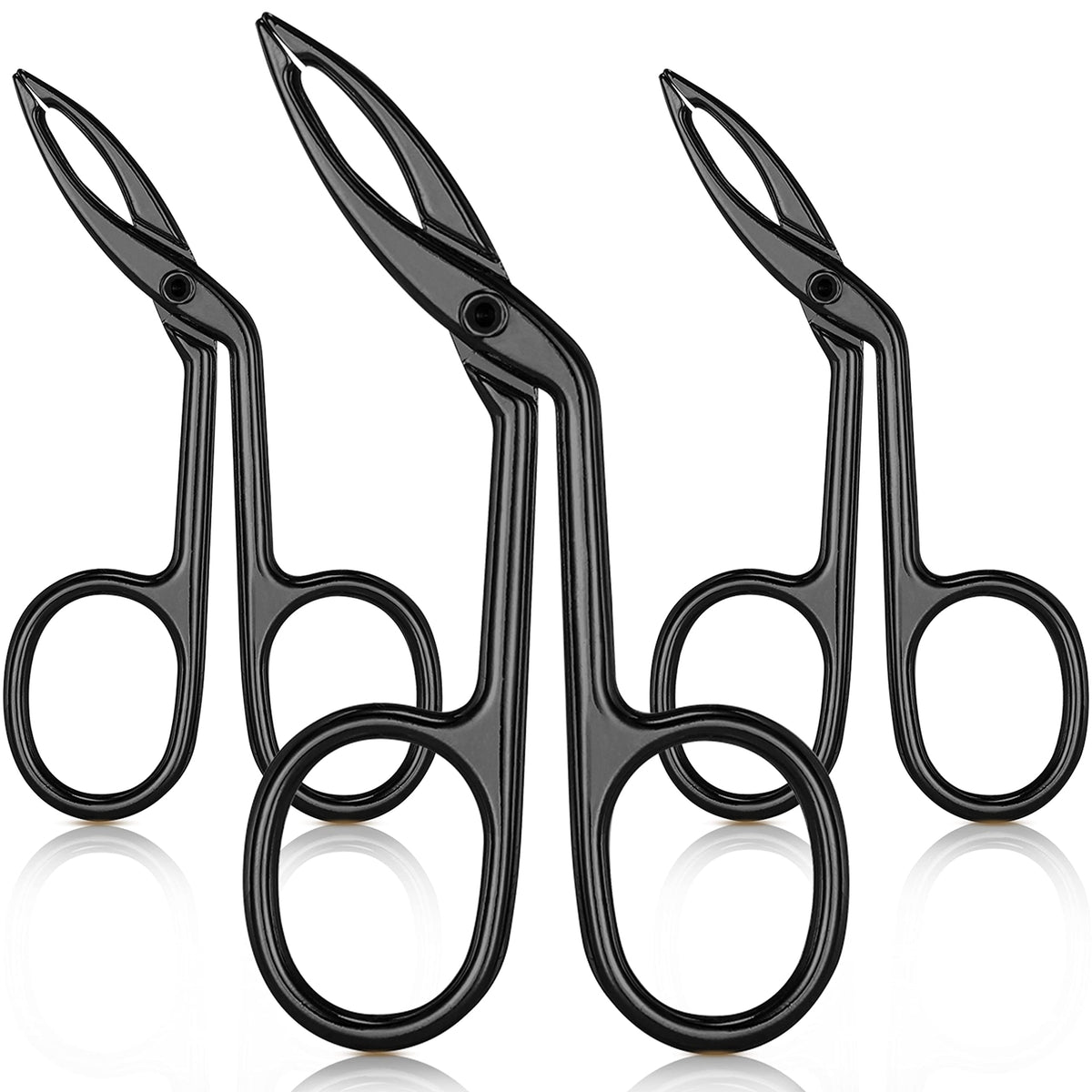 Hicarer Eyebrow Scissors & Tweezers Set - 3 Pack, Stainless Steel, Black Plated, Straight Tips