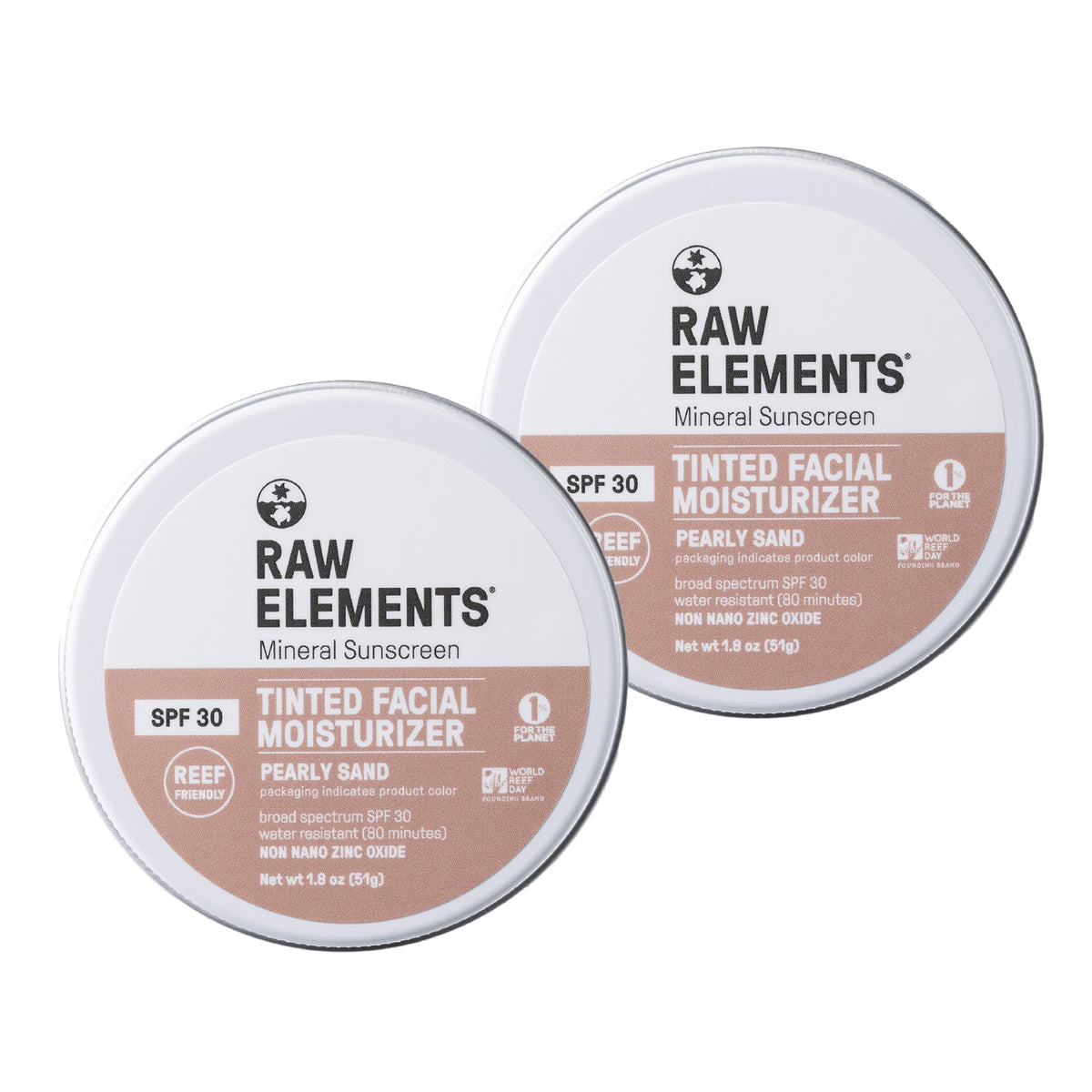 Raw Elements Tinted Face Cream Spf 30, Non-Toxic Mineral Sunscreen, Pearly Sand, 1.8 Oz, 