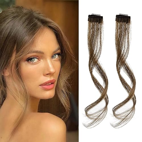 REECHO 12&quot; Wavy Curly Clip-in Bangs Set - Dark Ash Blonde Side Bangs for Women