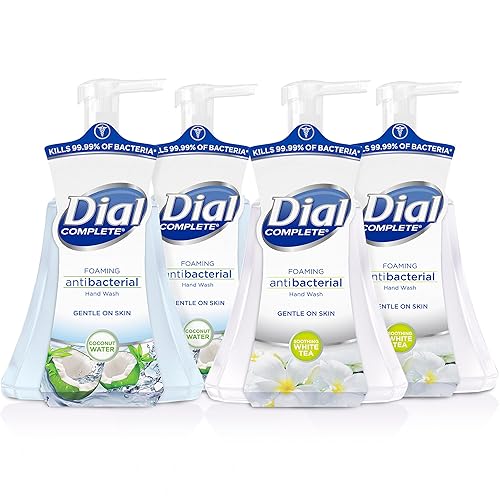 Dial Antibacterial Foaming Hand Wash, Coconut Water & White Tea, 15 Fl Oz (Pack Of 4)