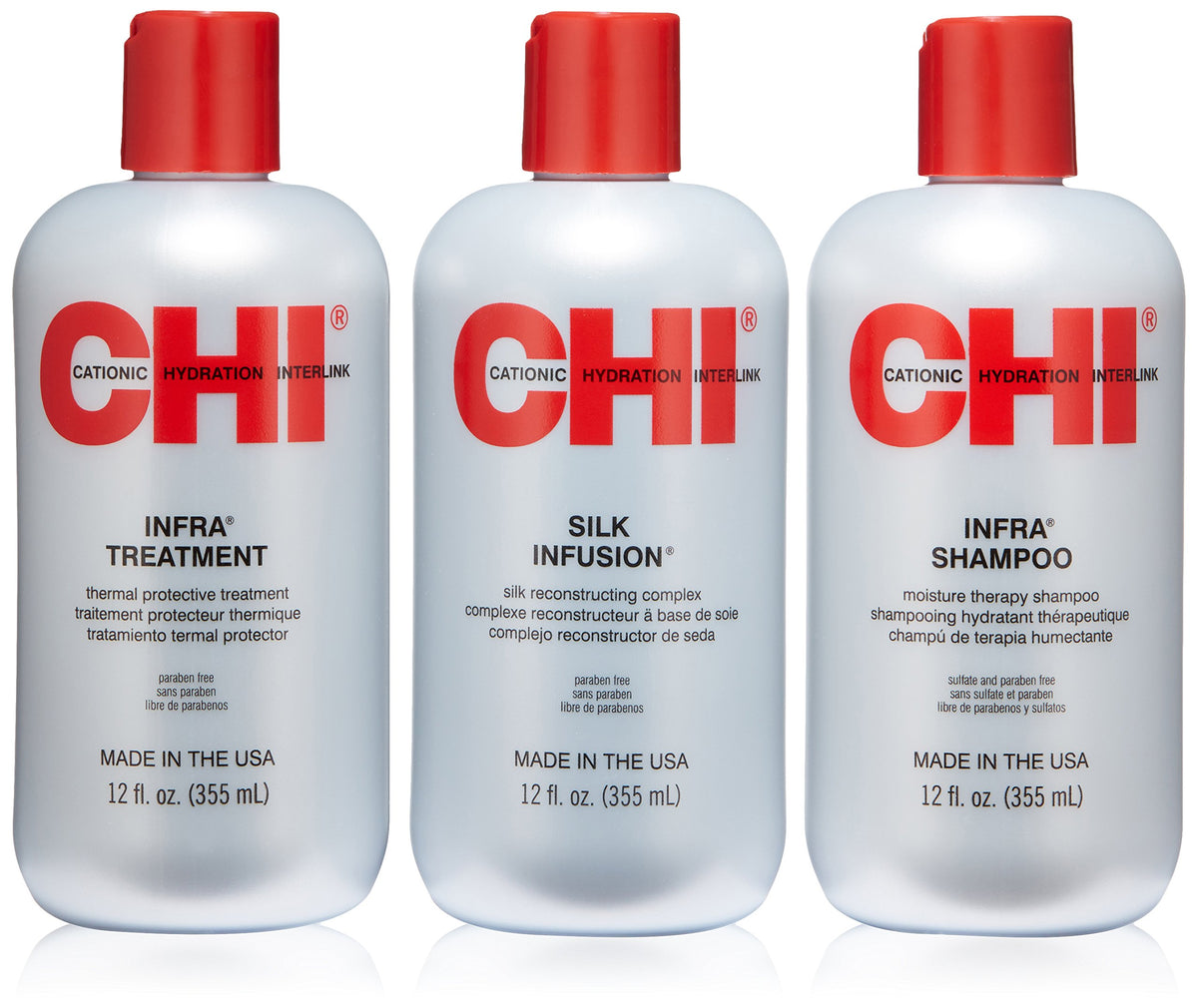 CHI Trio Kit with CHI Infra Shampoo  CHI Infra Treatment and CHI Silk Infusion