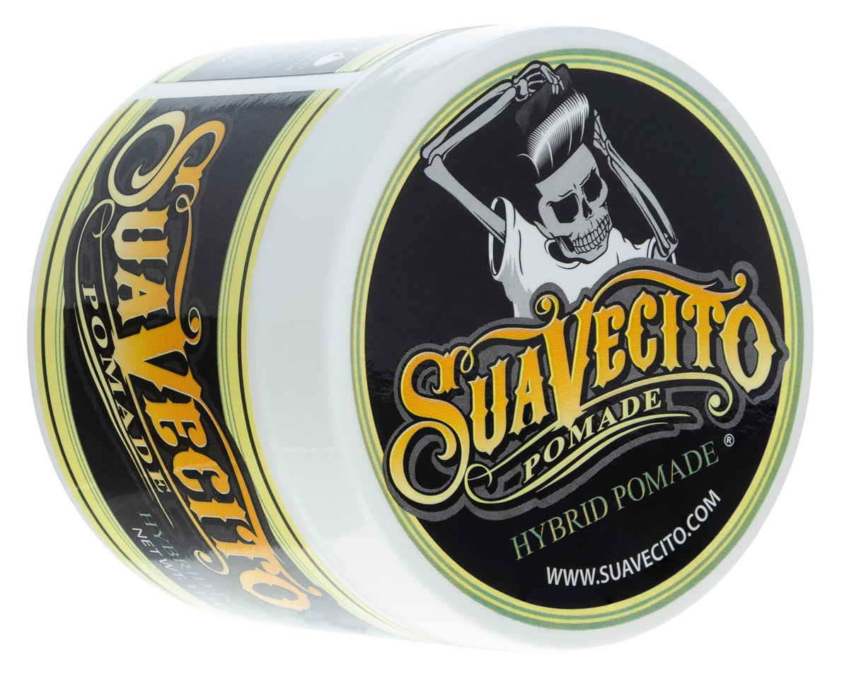 Suavecito Hybrid Pomade 4 Oz - Medium Hold, High Shine, Water & Oil Formula, Easy Wash Out