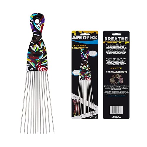 Afropick Stainless Steel Black Hair Pick For Curly Thick Hair - Improved Afro Comb Design