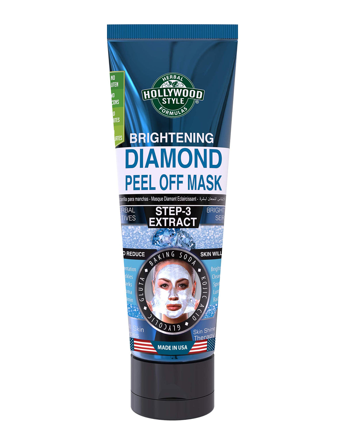 Hollywood Style Diamond Peel-Off Mask, Brightening, 3.2 Ounce - Skin Care Treatment