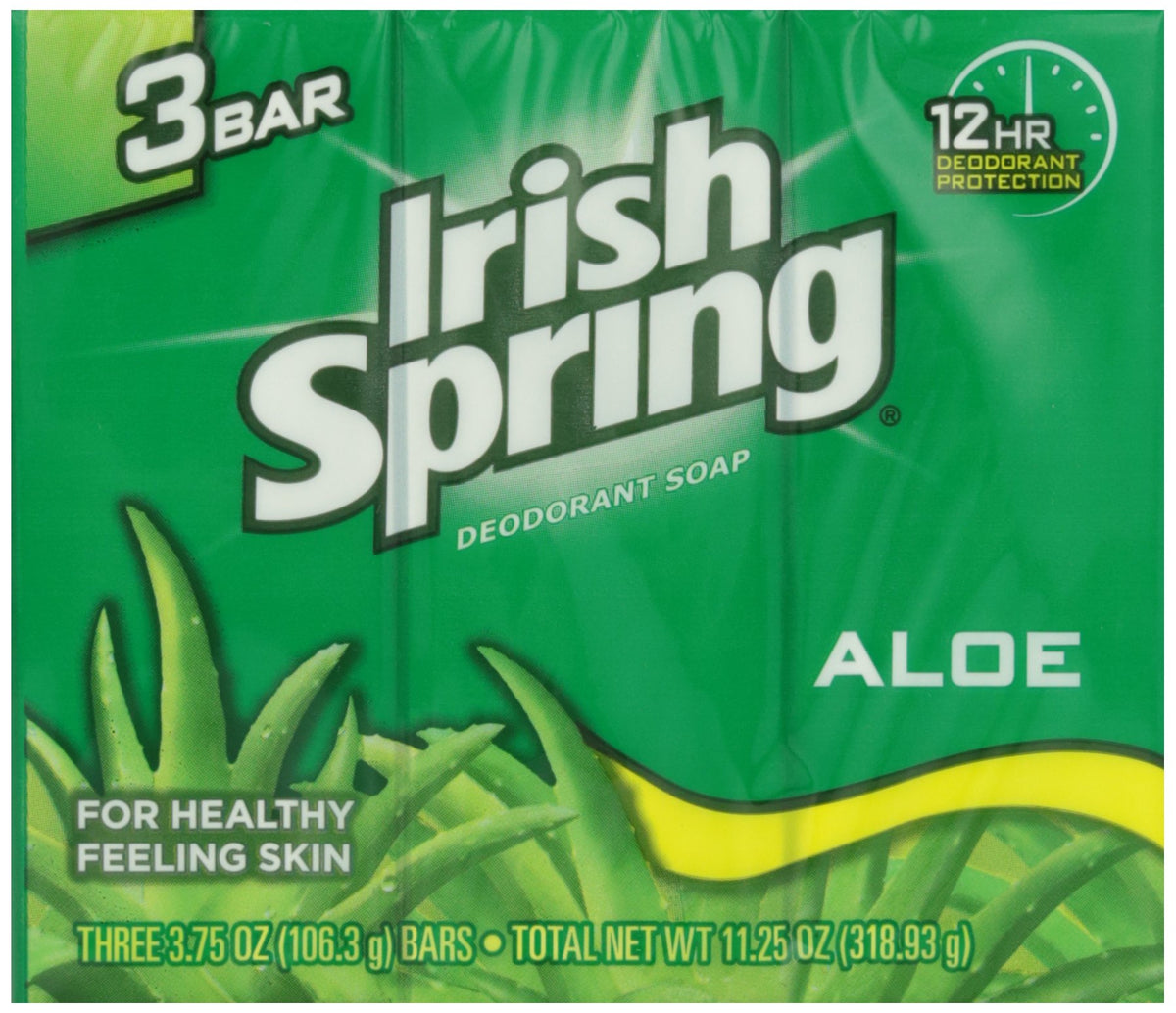 Irish Spring Aloe Deodorant Bath Bar, 3.75 Oz, 3 Count - Fresh & Clean Skin Care