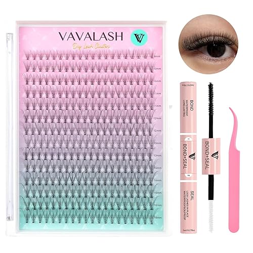 VAVALASH DIY Lash Extensions Kit - 280 PCS 10D Cluster Lashes, Bond & Seal, 9-16mm