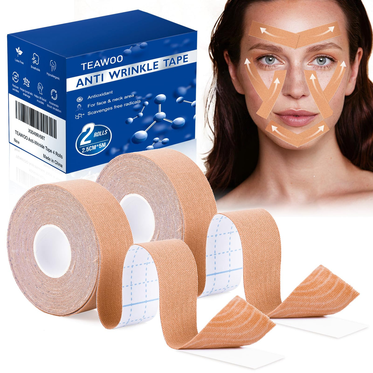 Teawoo Anti-Wrinkle Tape | Facial Lift & Firming Toning Patches For Face, Neck & Forehead - 2