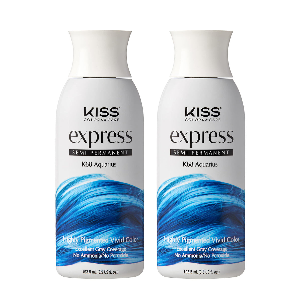 Kiss Kiss Express Semi-Permanent Hair Color 100Ml, Aquarius - 2 Pack