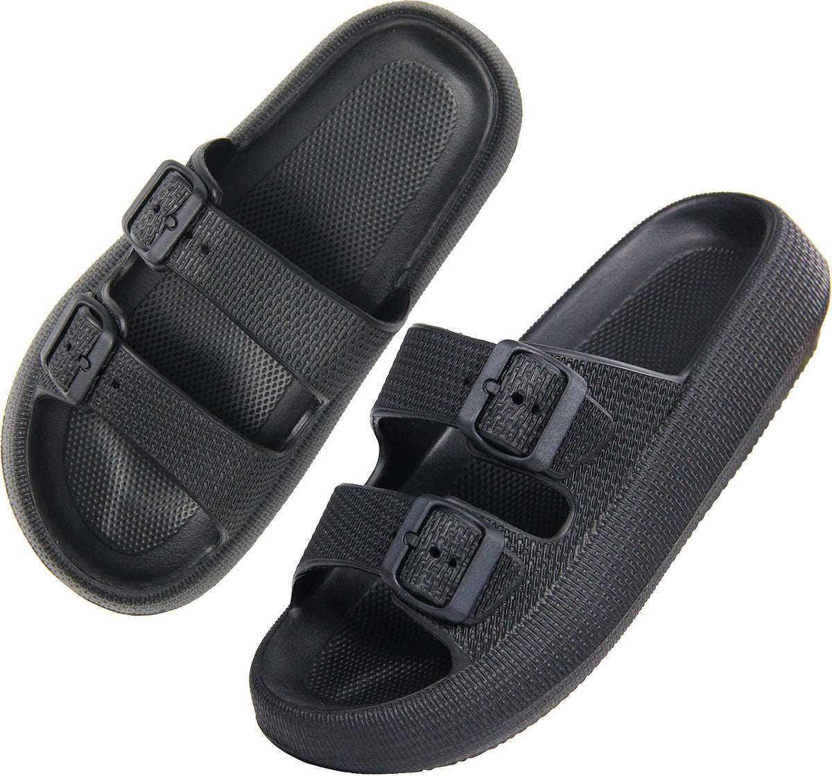 Bensorts Black Spa Slippers For Women - Open Toe Massage Pool Slides, Size 7-7.5