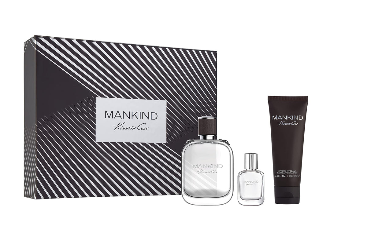 Kenneth Cole Mankind Gift Set - 3Pc Cologne & After Shave Balm, Aromatic Woody Fragrance