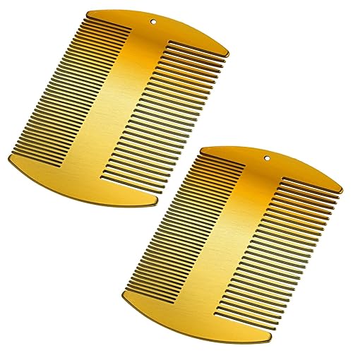 Boao Gold Stainless Steel Hair Combs Set - Beard, Mustache, and Lice Combs for Men & Women