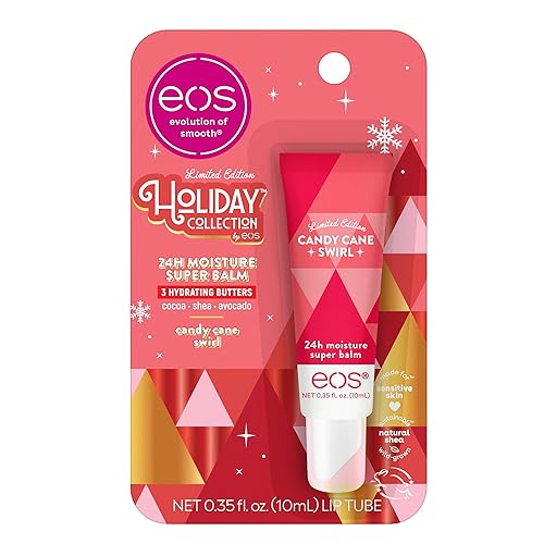 Eos Holiday Lip Butter Gift - Candy Cane Swirl, 24H Moisture, 0.35 Fl Oz Stocking Stuffer