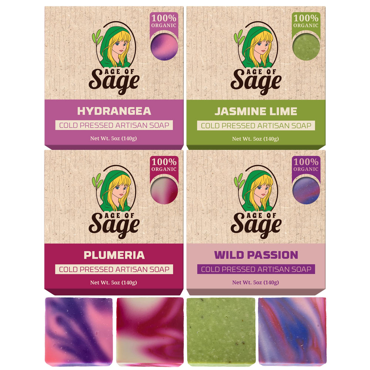 Age Of Sage Vegan Soap Gift Set - 4 Pack Handmade Artisan Soaps With Essential Oils