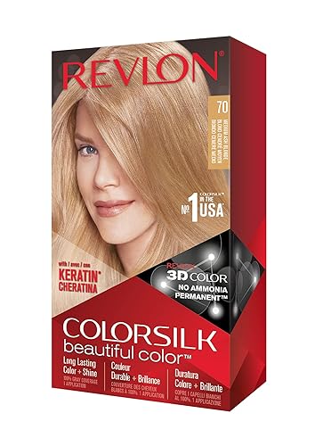 Revlon 70 Medium Ash Blonde Permanent Hair Color, Ammonia-Free, 100% Gray Coverage, 4.4 Oz