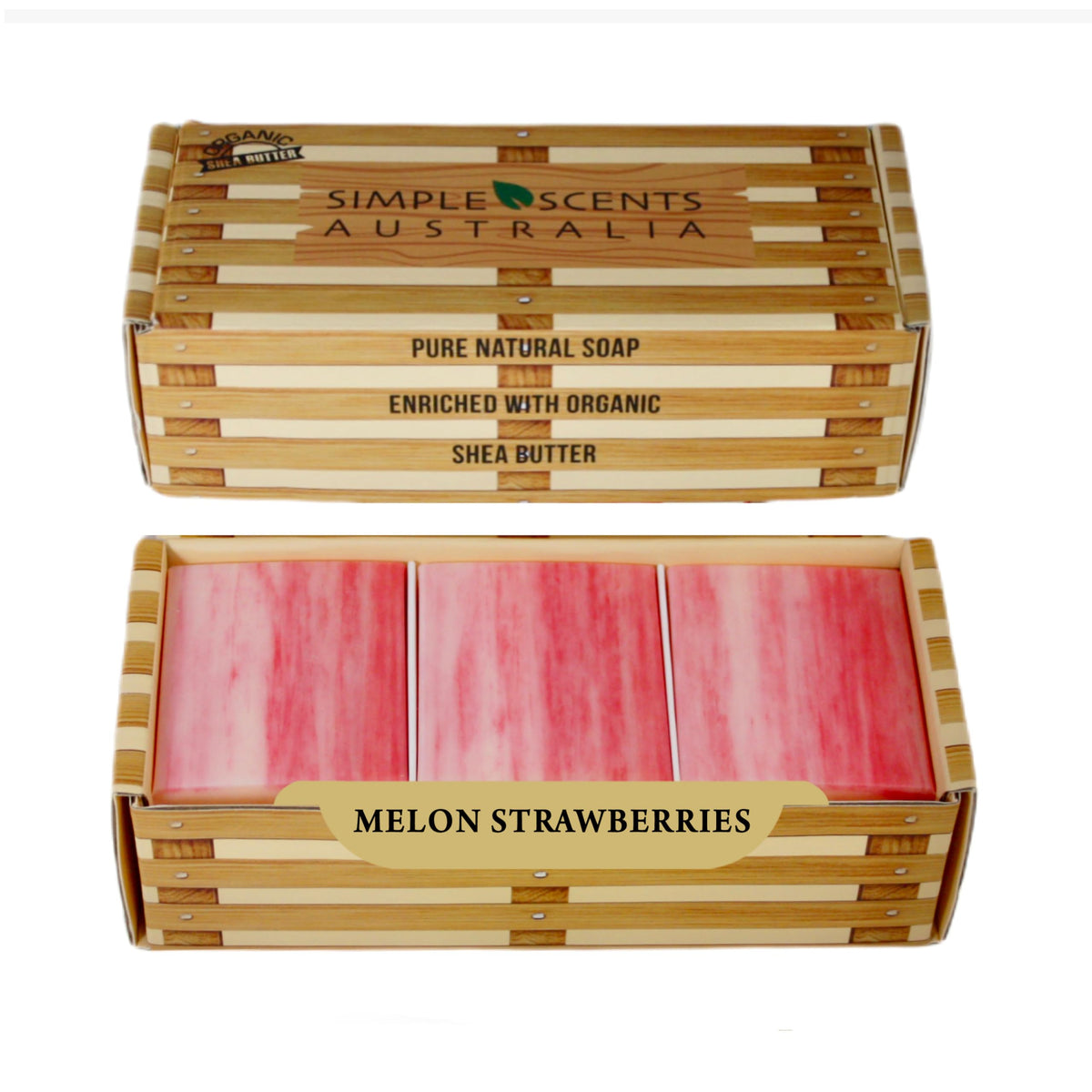 Simple Scents Australia Melon Strawberry Scented Soap Bars, 3.5Oz, 6 Pack, Moisturizing Shea Butter