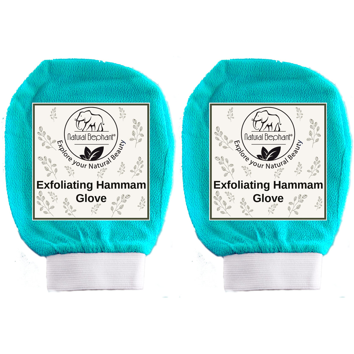 Natural Elephant Hammam Exfoliating Glove - Teal Waves, Pack Of 2, Body Scrubbing Accessory