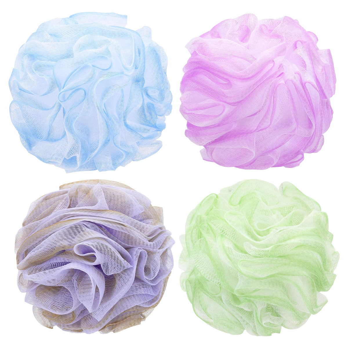 Tbestmax 4 Pack Bath Sponge Pouf - Exfoliating Loofah Body Scrubber In 4 Colors