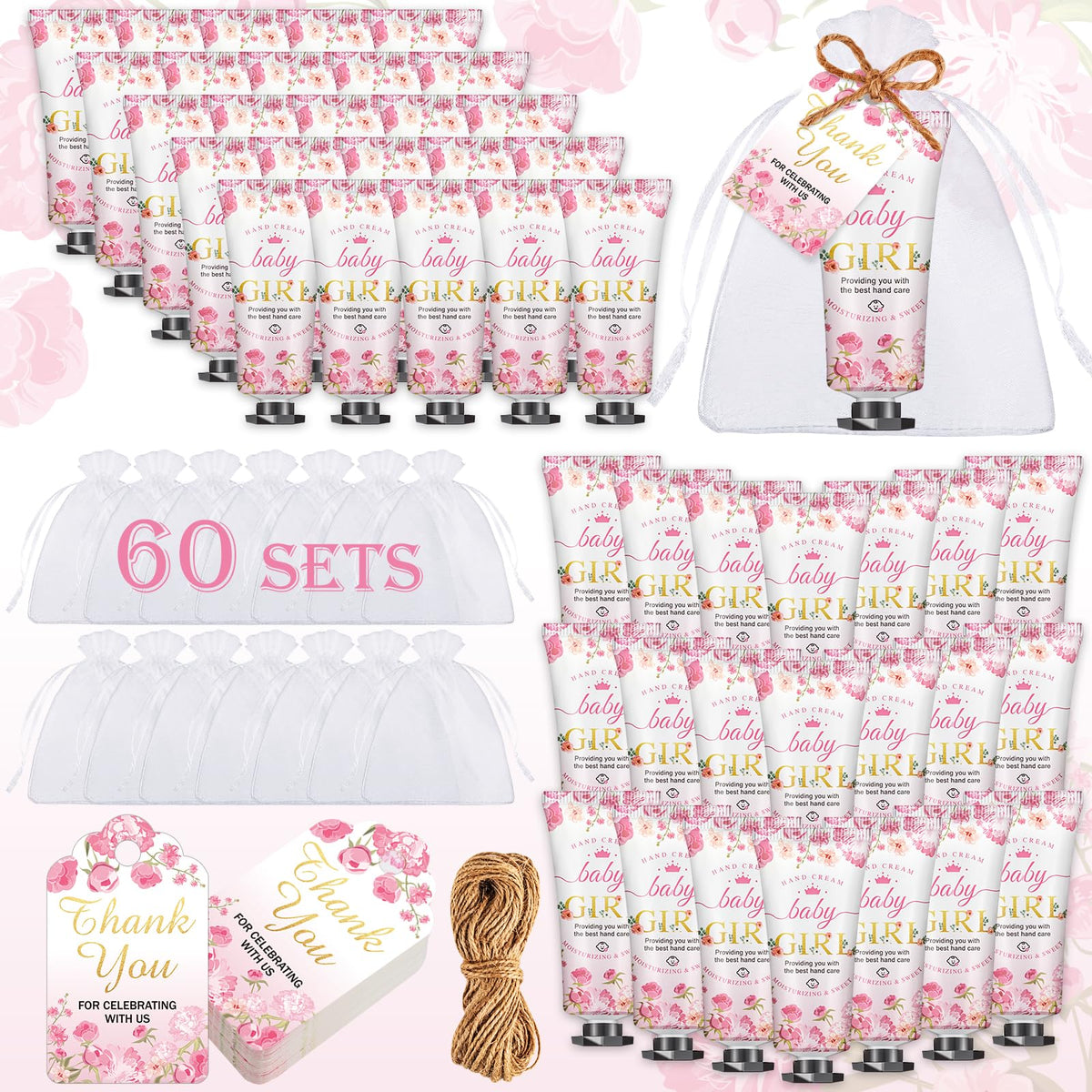 Viscoo 60 Sets Baby Shower Hand Cream - Travel Size Wedding Favors For Guests, Thank You Gifts