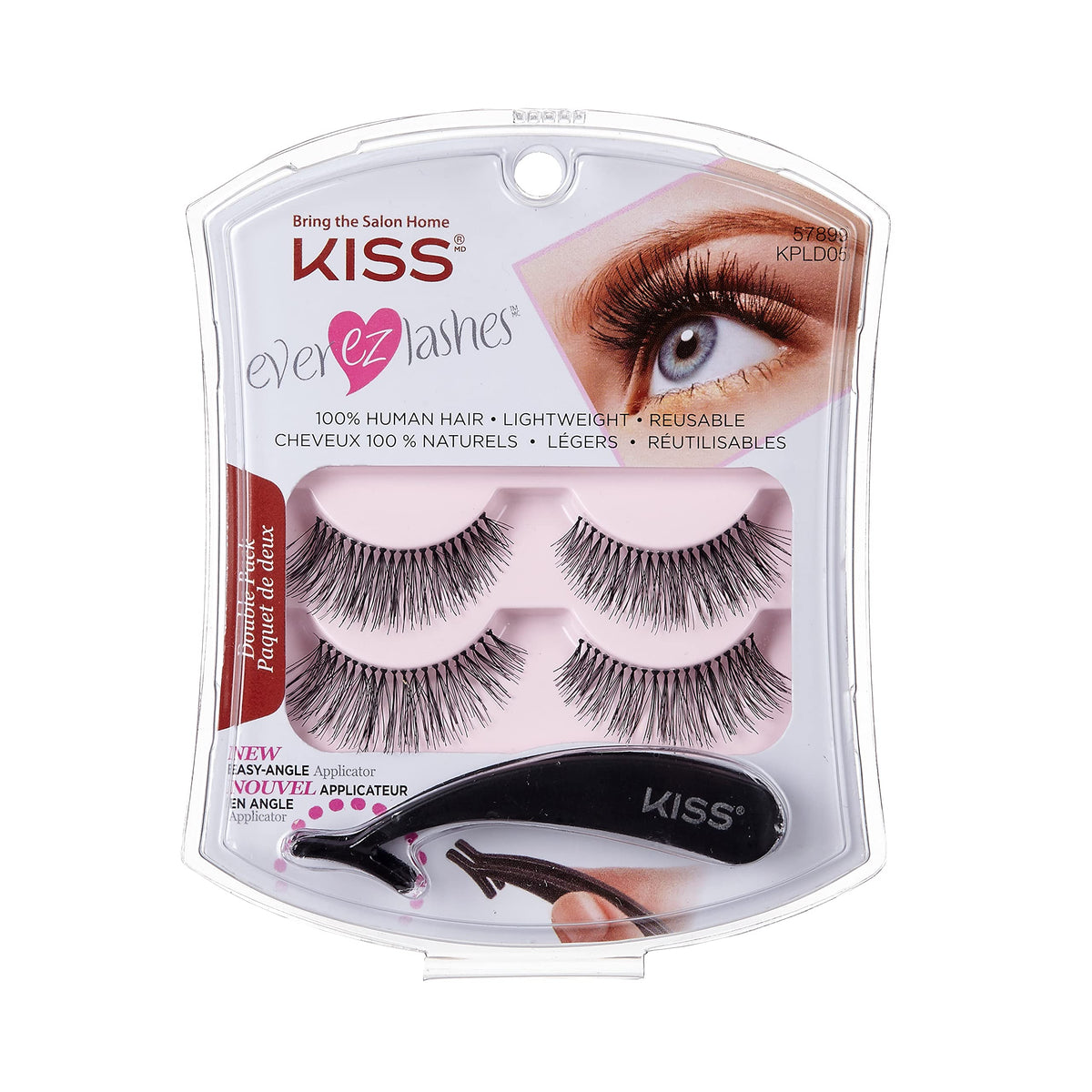 Kiss Ever Ez Lashes Double Pack No. 11 - 2 Pairs Reusable Human Hair False Eyelashes