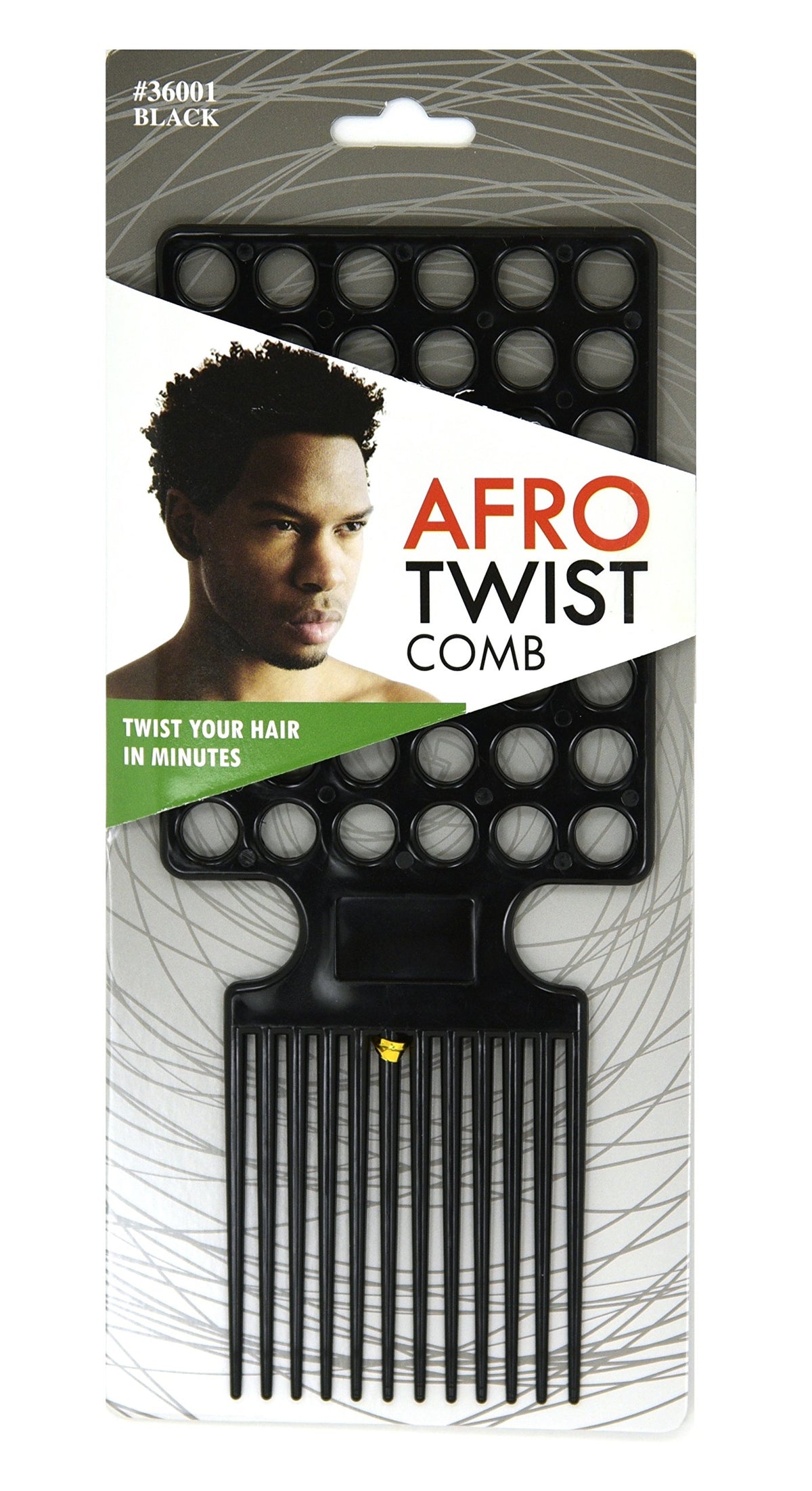 Afro & Twist Comb Black - Quick Hair Twisting Tool, 1 Count Plastic Hair Comb