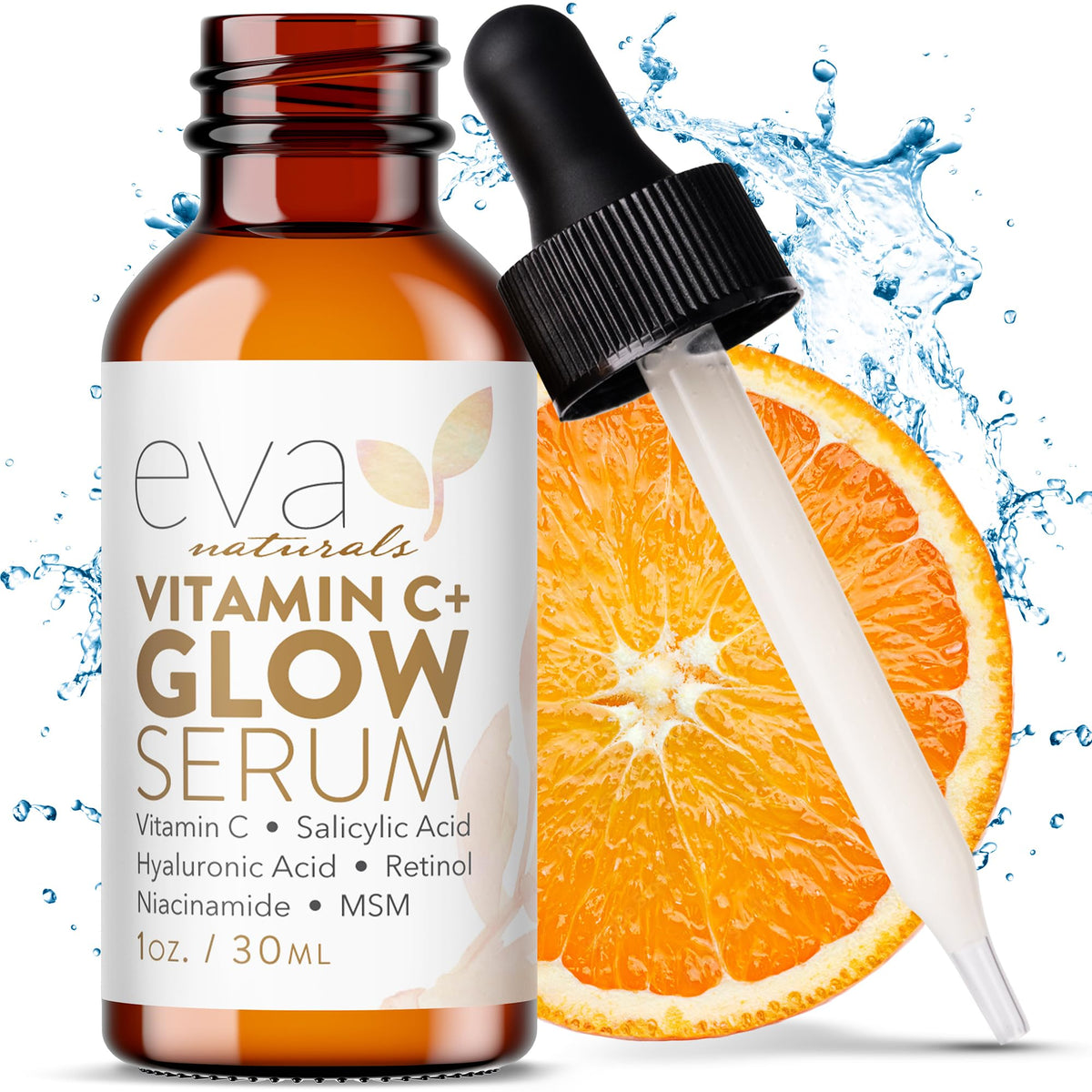 Eva Naturals Vitamin C Serum with Hyaluronic Acid - Anti-Aging, Brightening & Dark Spot Reduction